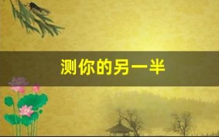 测你的另一半(测你的另一半有多疼爱你)