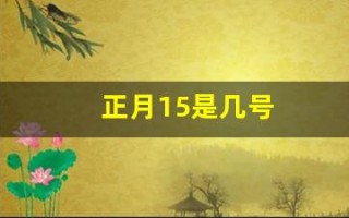 正月15是几号(正月15是几号呀)