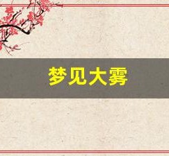 梦见大雾(女人梦见大雾)